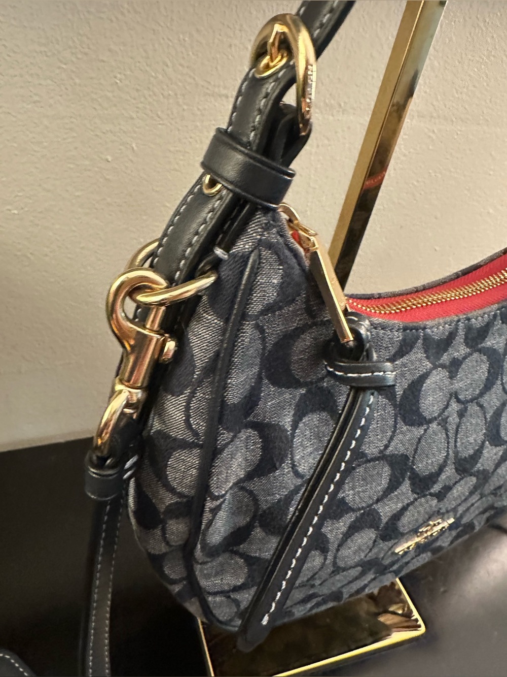 COACH Kleo Denim Hobo Signature Two Way Shoulder Crossbody Bag - Picture 6 of 8